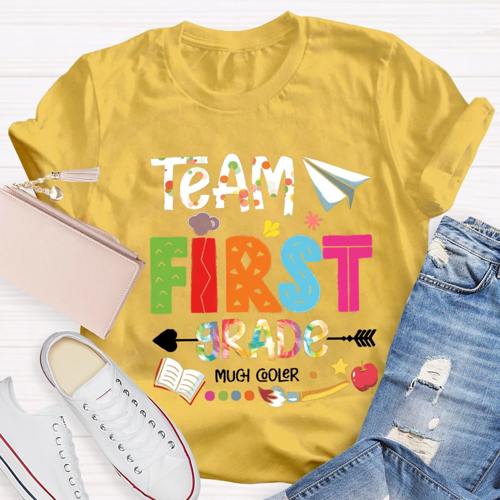 Personalized Grade Team First Grade Much Cooler Paper Airplane Brush T-shirt