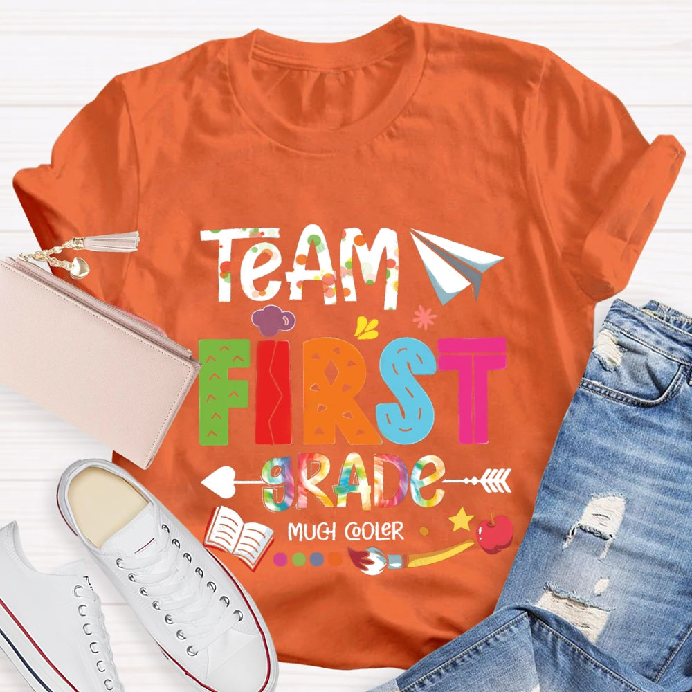 Personalized Grade Team First Grade Much Cooler Paper Airplane Brush T-shirt