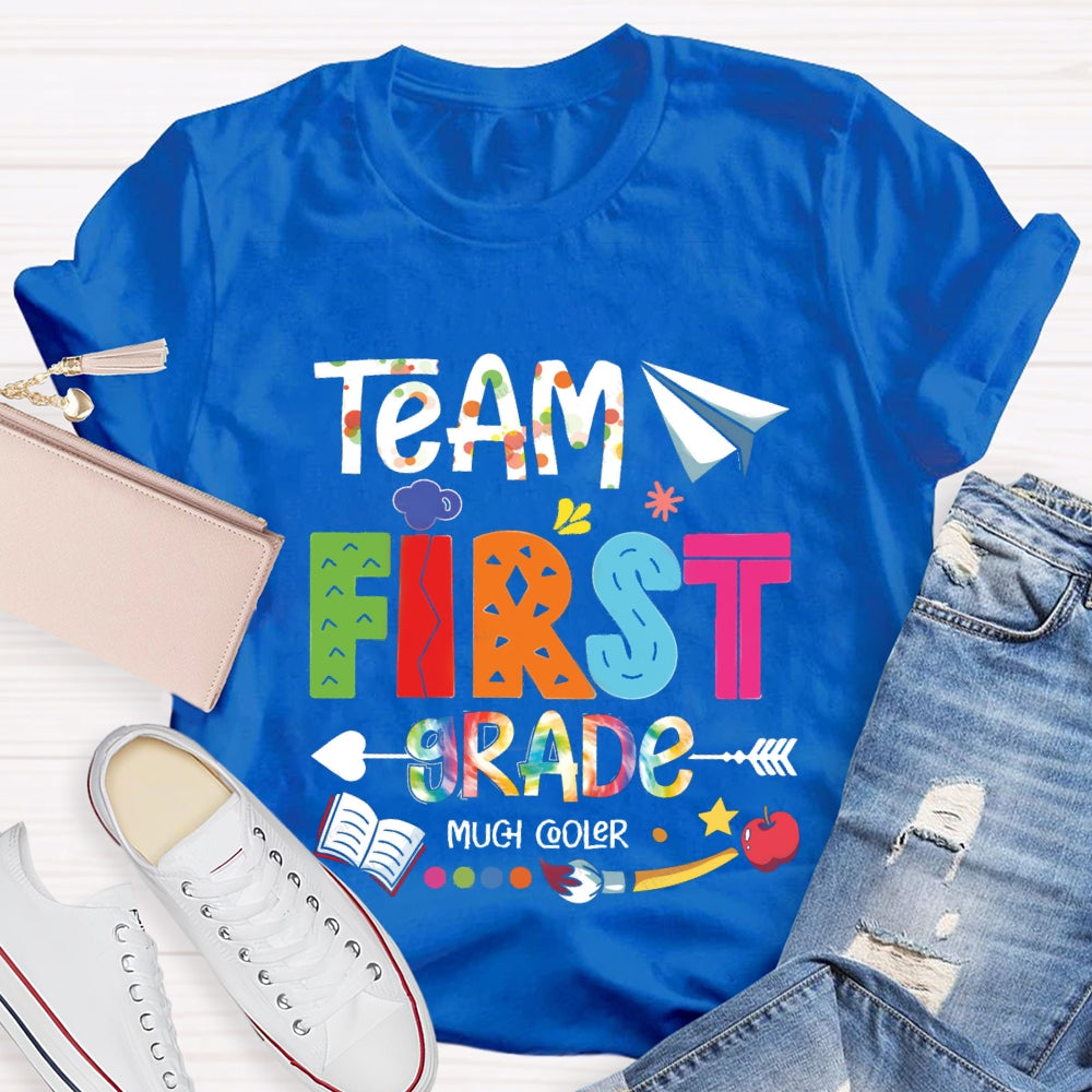 Personalized Grade Team First Grade Much Cooler Paper Airplane Brush T-shirt