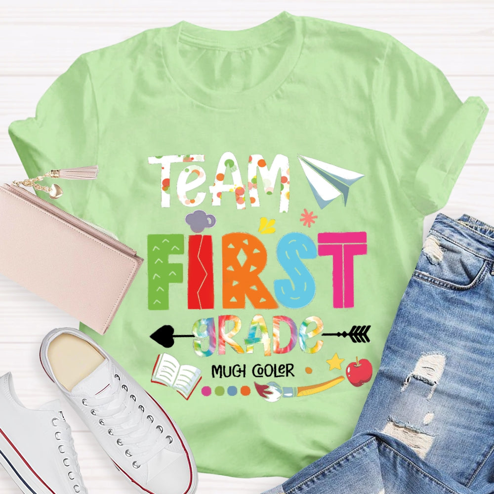 Personalized Grade Team First Grade Much Cooler Paper Airplane Brush T-shirt