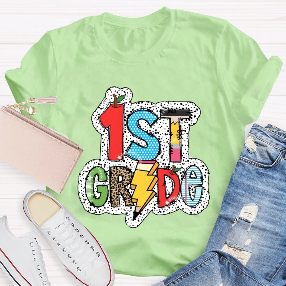 Personalized Grade Apple Pencil Back To School Teacher T-Shirt