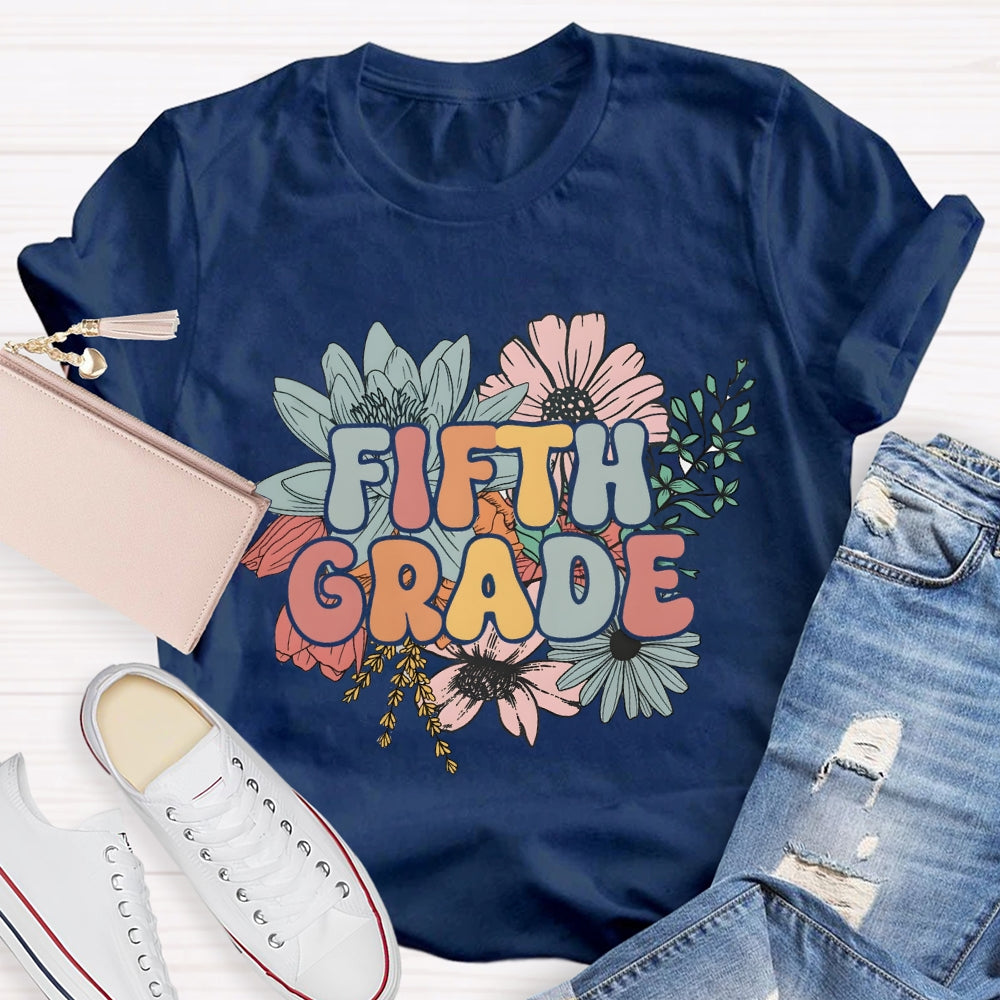 Personalized Grade Back To School Floral T-Shirt