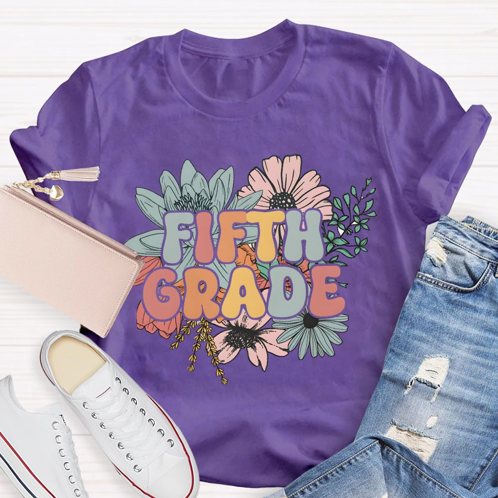 Personalized Grade Back To School Floral T-Shirt
