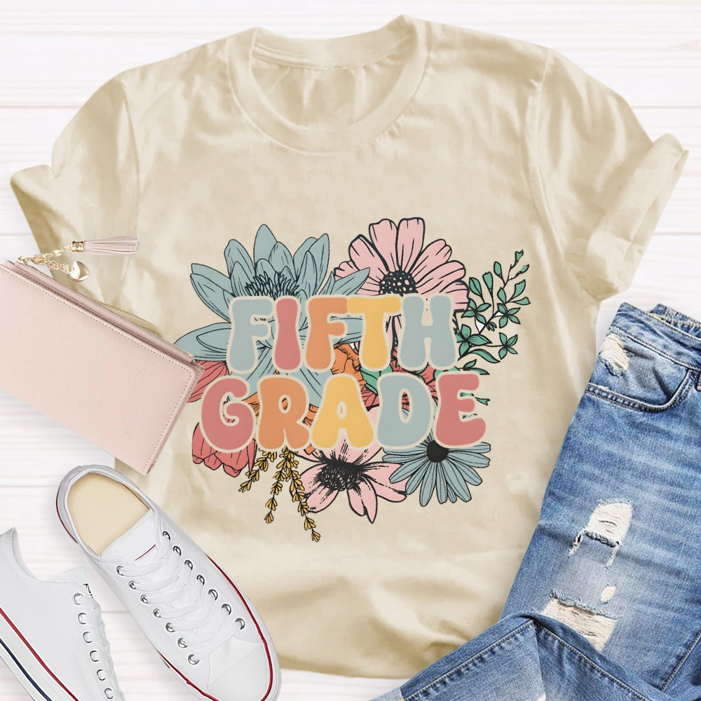 Personalized Grade Back To School Floral T-Shirt