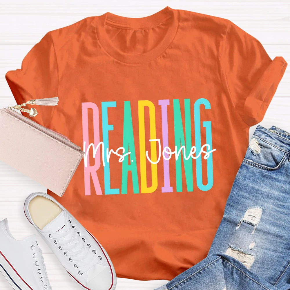 Personalized Reading Teacher Name T-shirt
