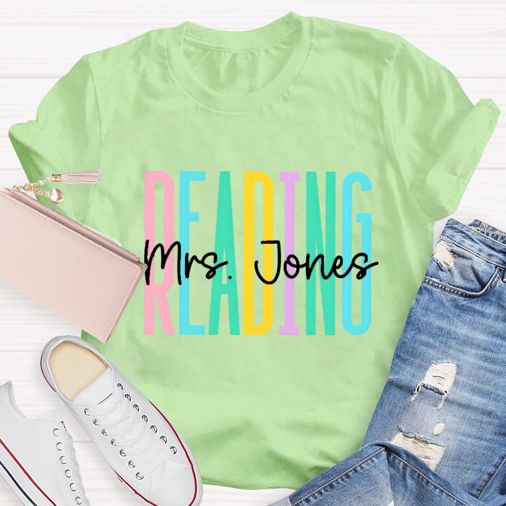 Personalized Reading Teacher Name T-shirt