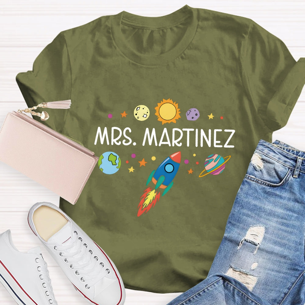 Personalized Science Teacher Name Space T-shirt
