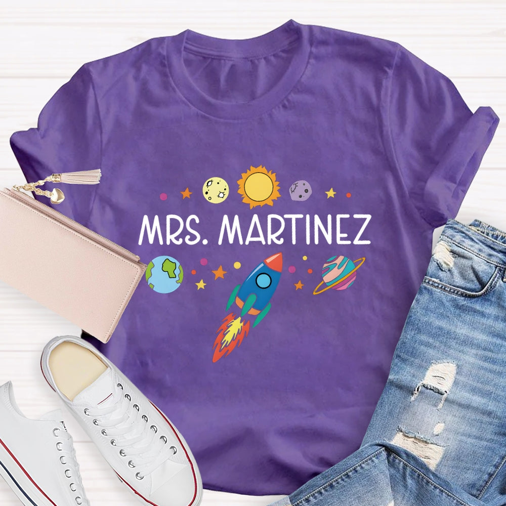 Personalized Science Teacher Name Space T-shirt