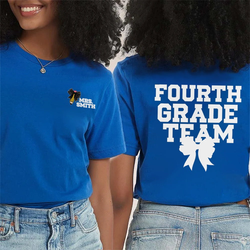 Personalized Grade And Name Team Double Printed T-shirt