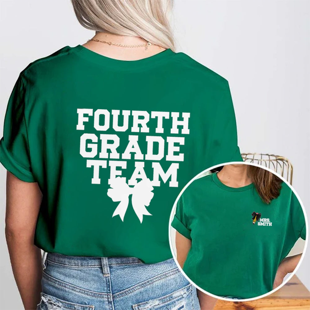 Personalized Grade And Name Team Double Printed T-shirt