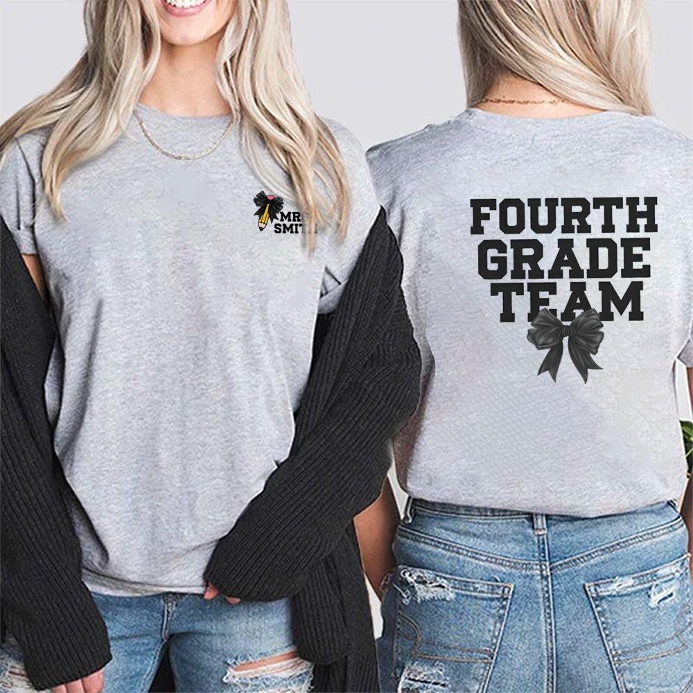 Personalized Grade And Name Team Double Printed T-shirt