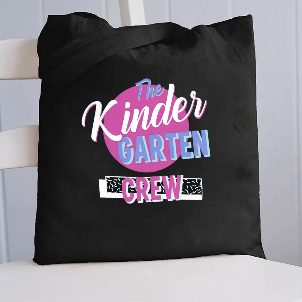 Personalized Grade Kinder Garten Crew Canvas Tote Bag