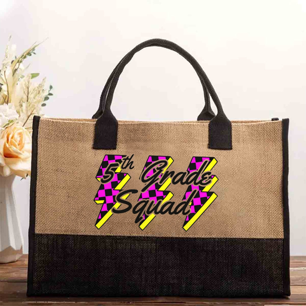 Personalized Grade 5th Grade Squad Cotton Tote Bag