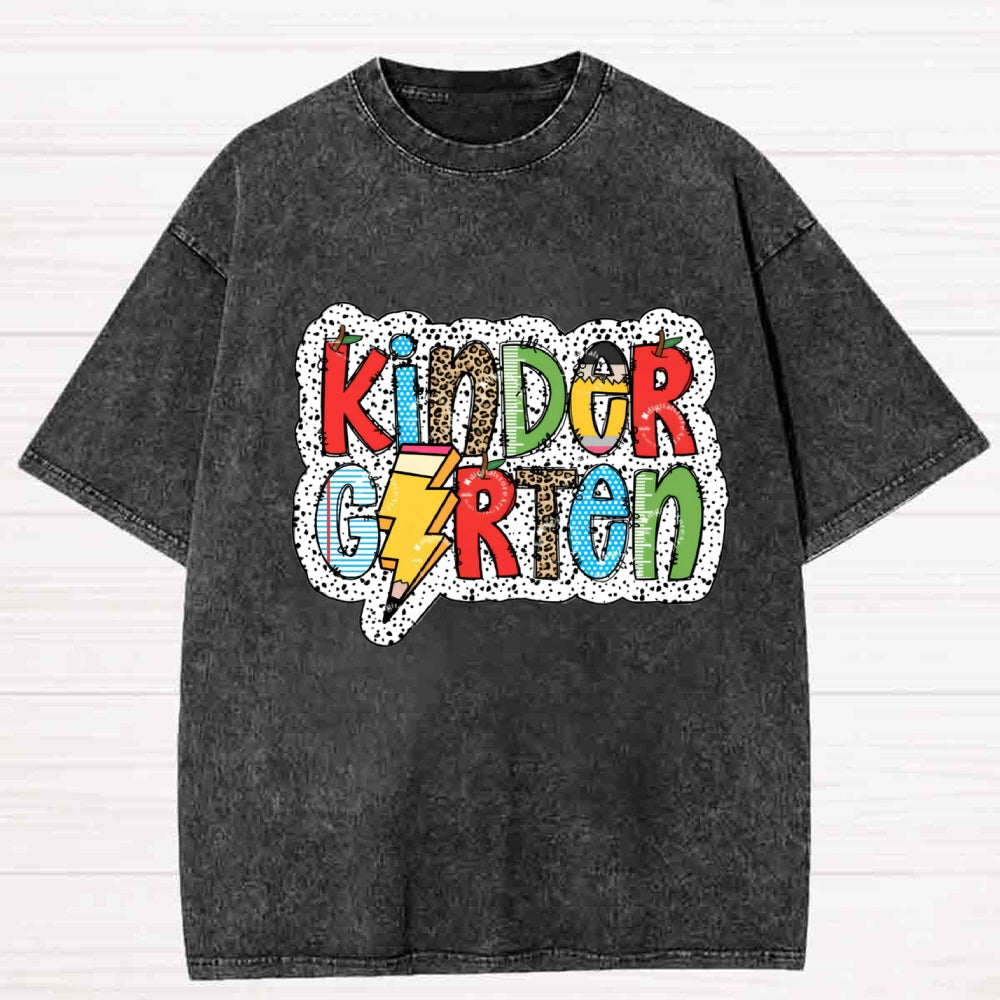 Personalized Grade Apple Pencil Back To School Teacher Washed T-shirt