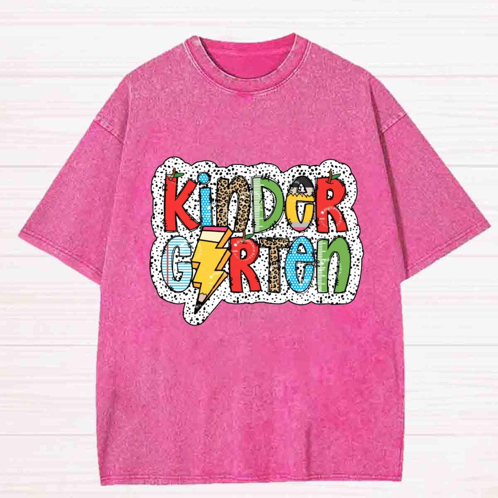 Personalized Grade Apple Pencil Back To School Teacher Washed T-shirt