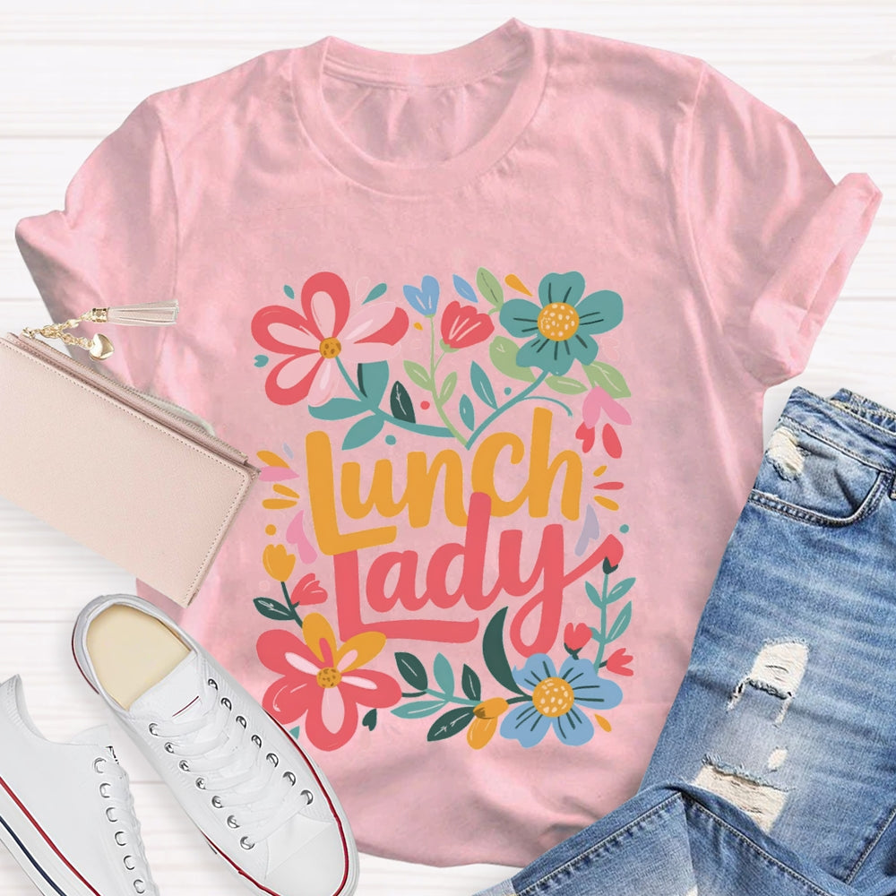 Lunch Lady Flowers And Grass T-shirt