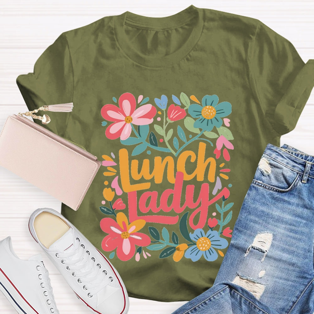 Lunch Lady Flowers And Grass T-shirt