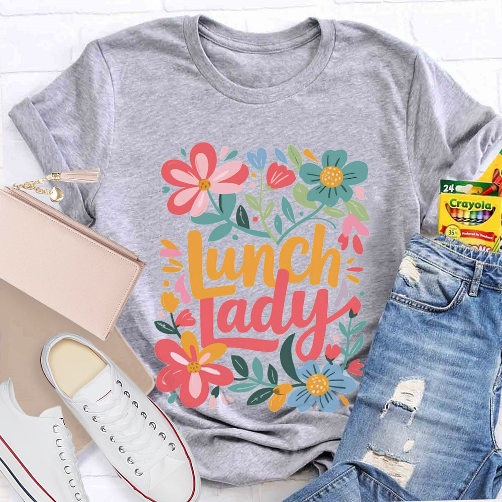 Lunch Lady Flowers And Grass T-shirt