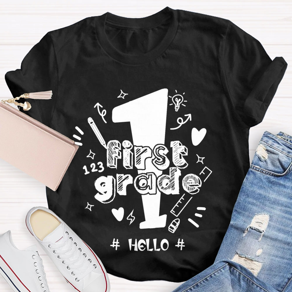 Personalized Grade Hello First Grade Back To School T-shirt