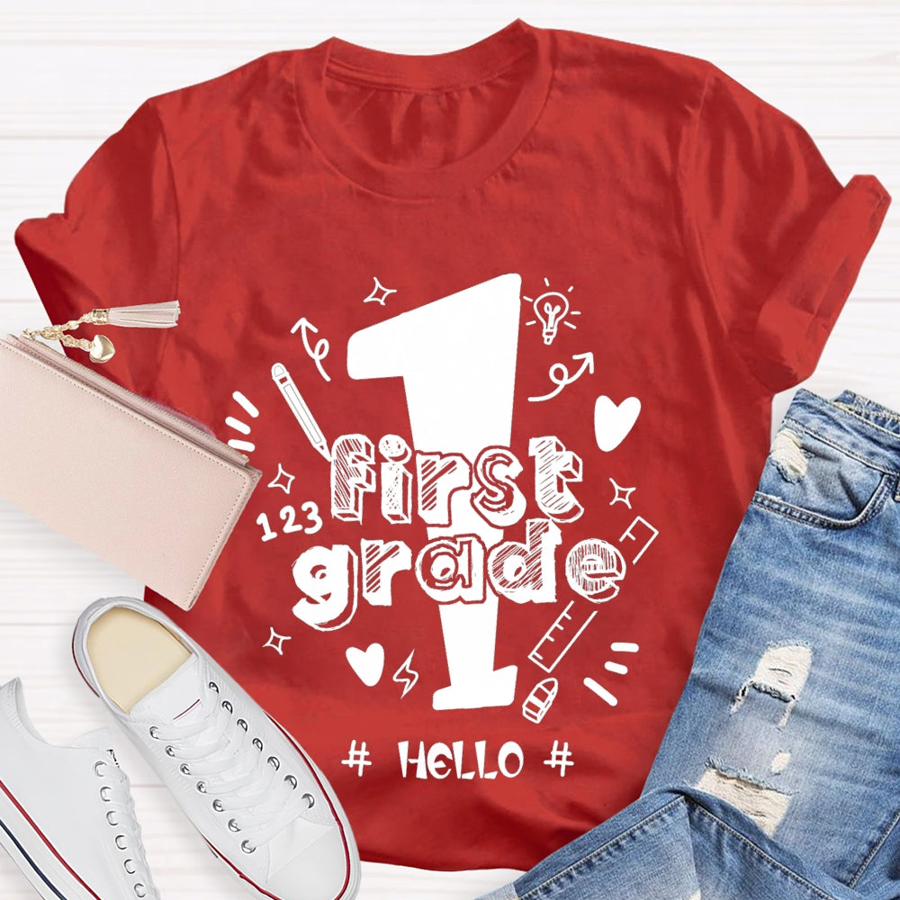 Personalized Grade Hello First Grade Back To School T-shirt
