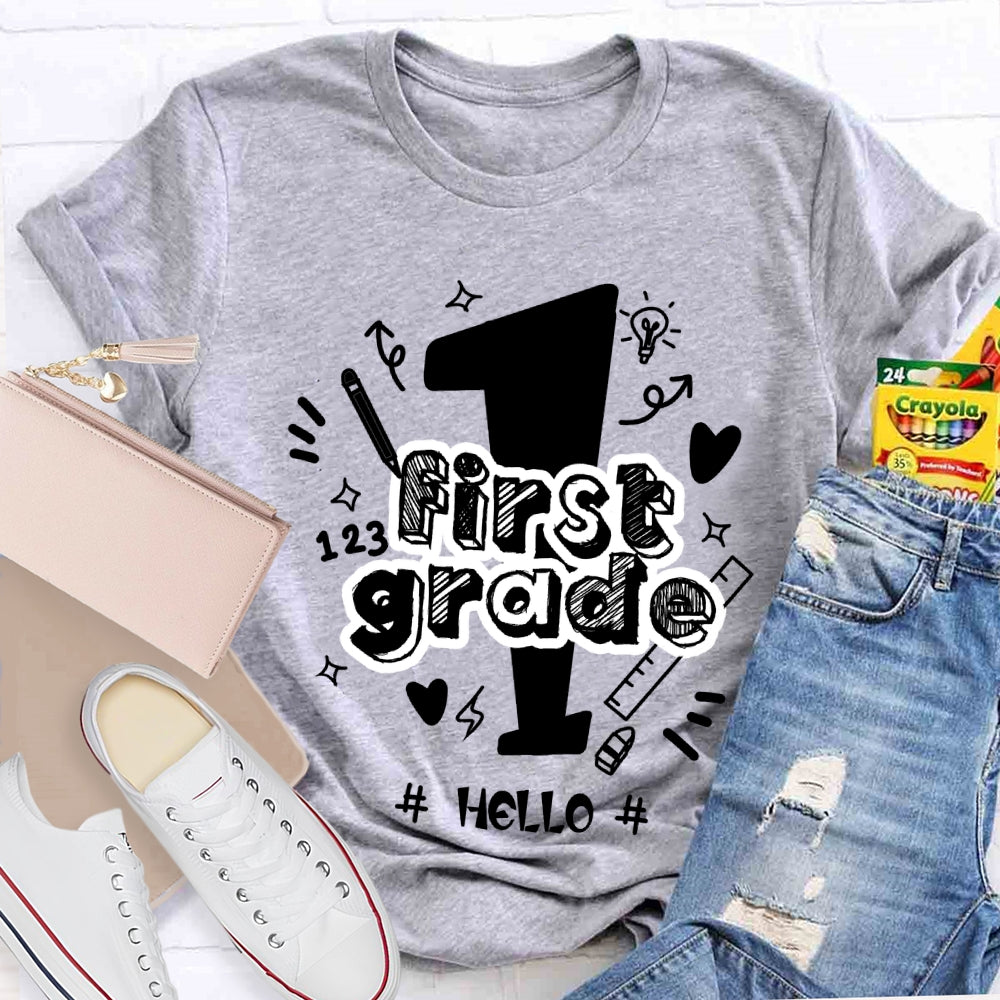 Personalized Grade Hello First Grade Back To School T-shirt