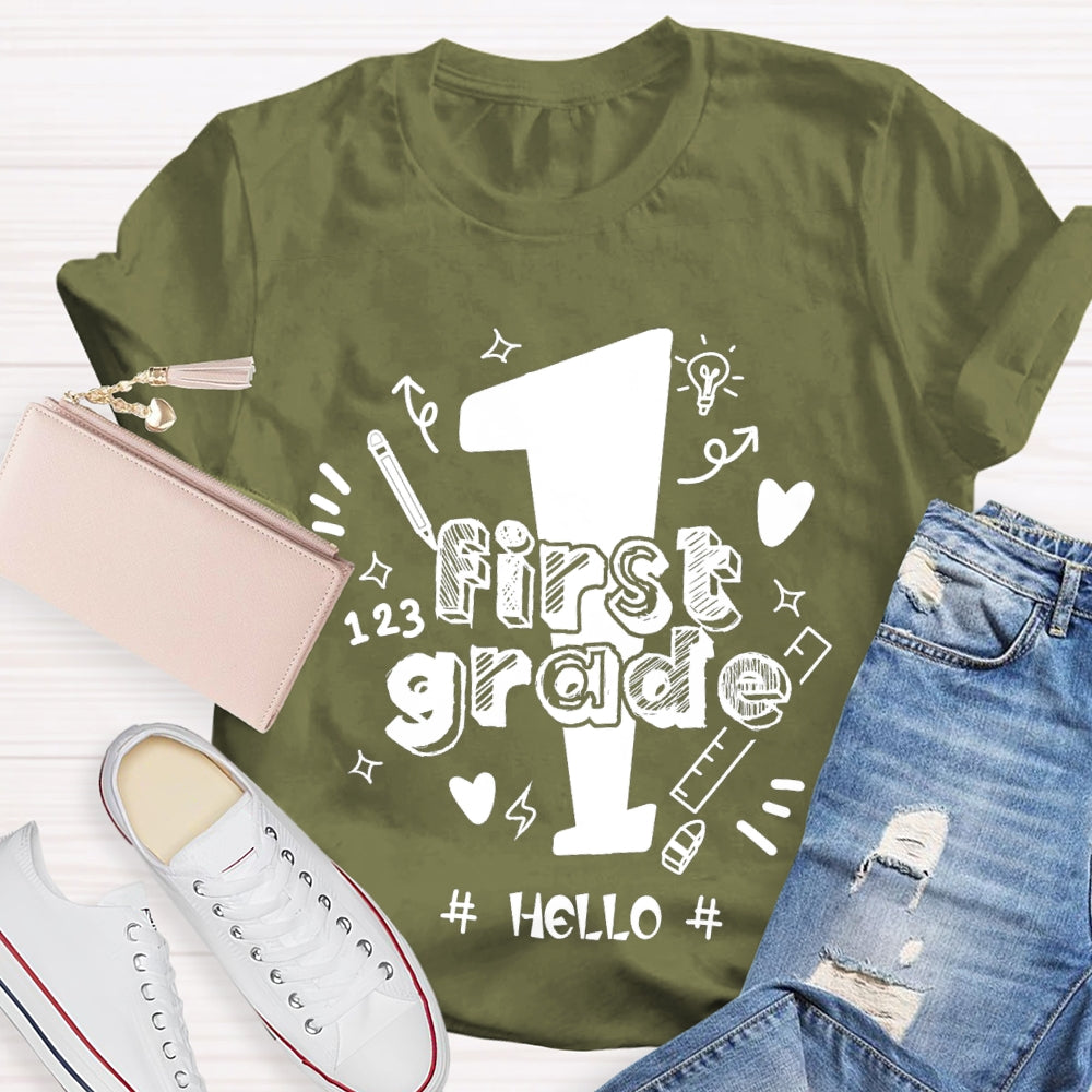 Personalized Grade Hello First Grade Back To School T-shirt