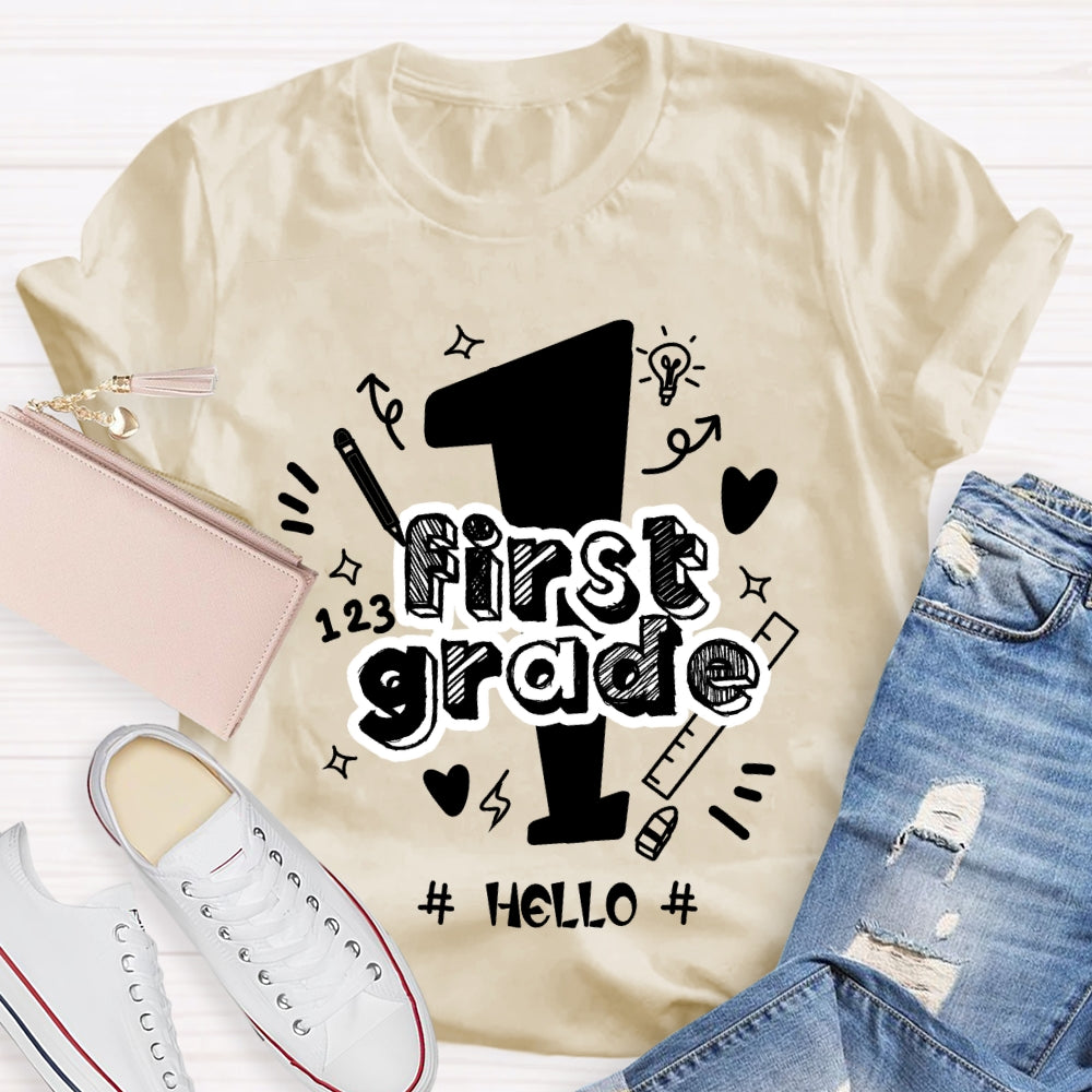 Personalized Grade Hello First Grade Back To School T-shirt