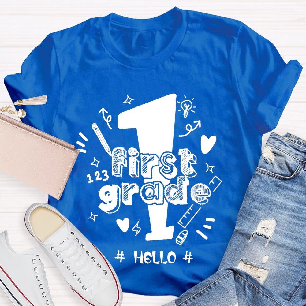 Personalized Grade Hello First Grade Back To School T-shirt