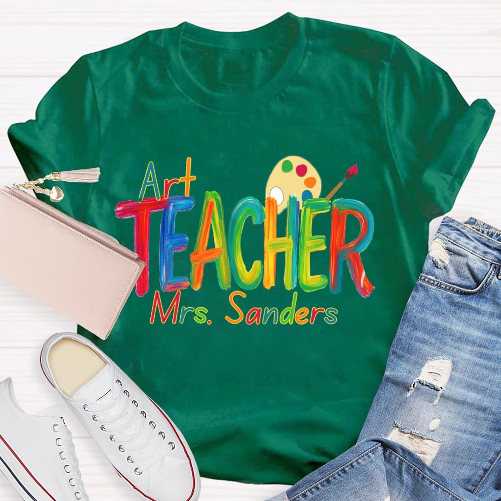 Personalized Art Teacher Name Paint Tray T-shirt