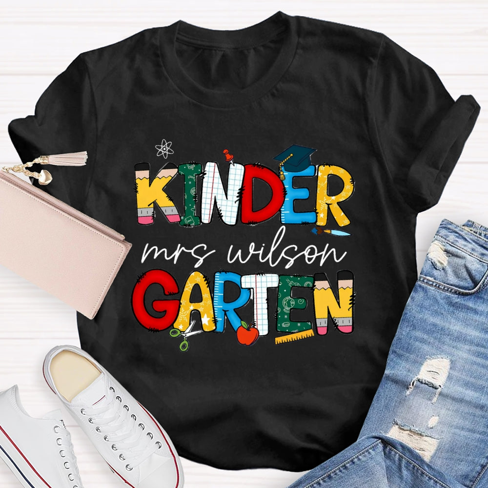 Personalized Grade And Name Colorful Letter Print T-shirt