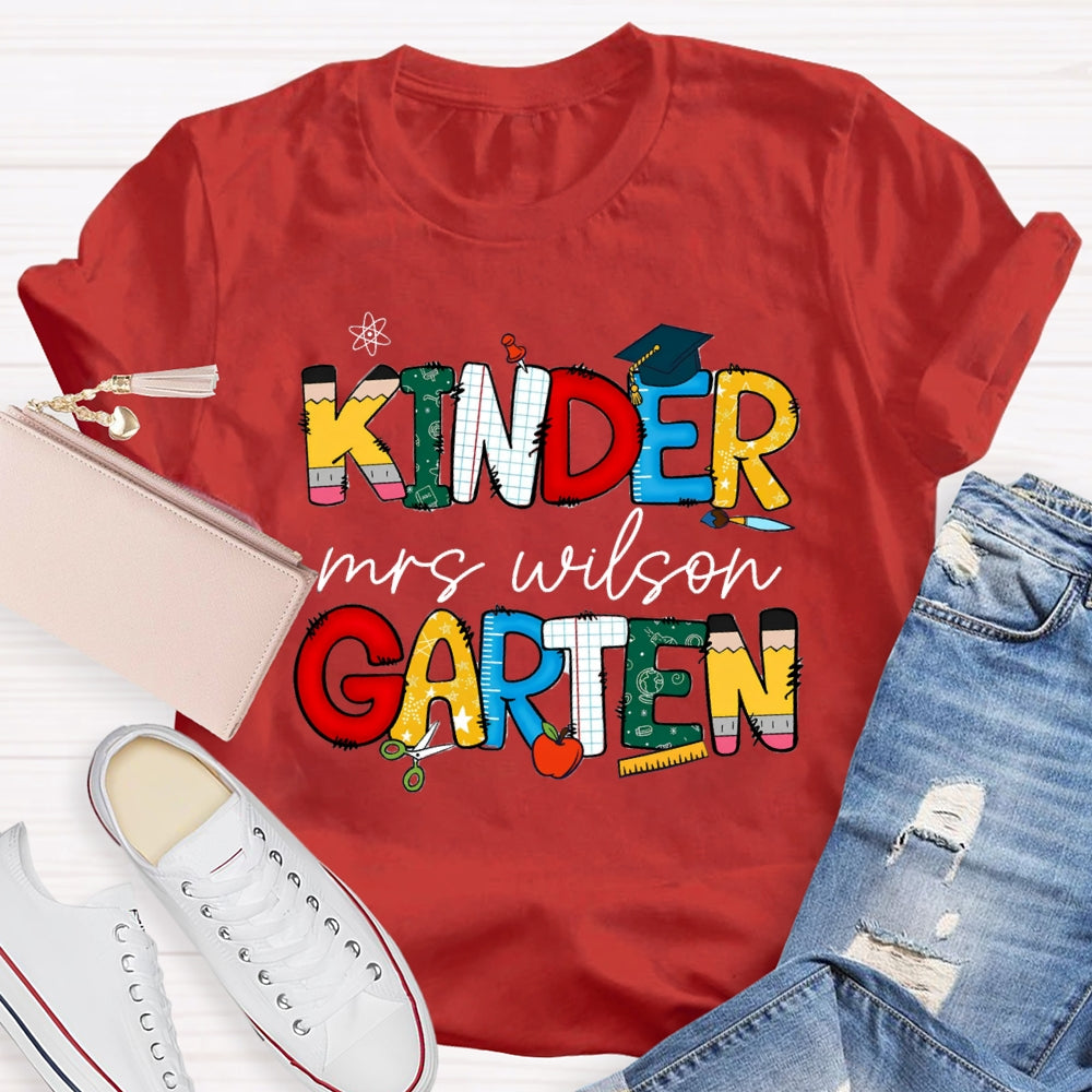Personalized Grade And Name Colorful Letter Print T-shirt