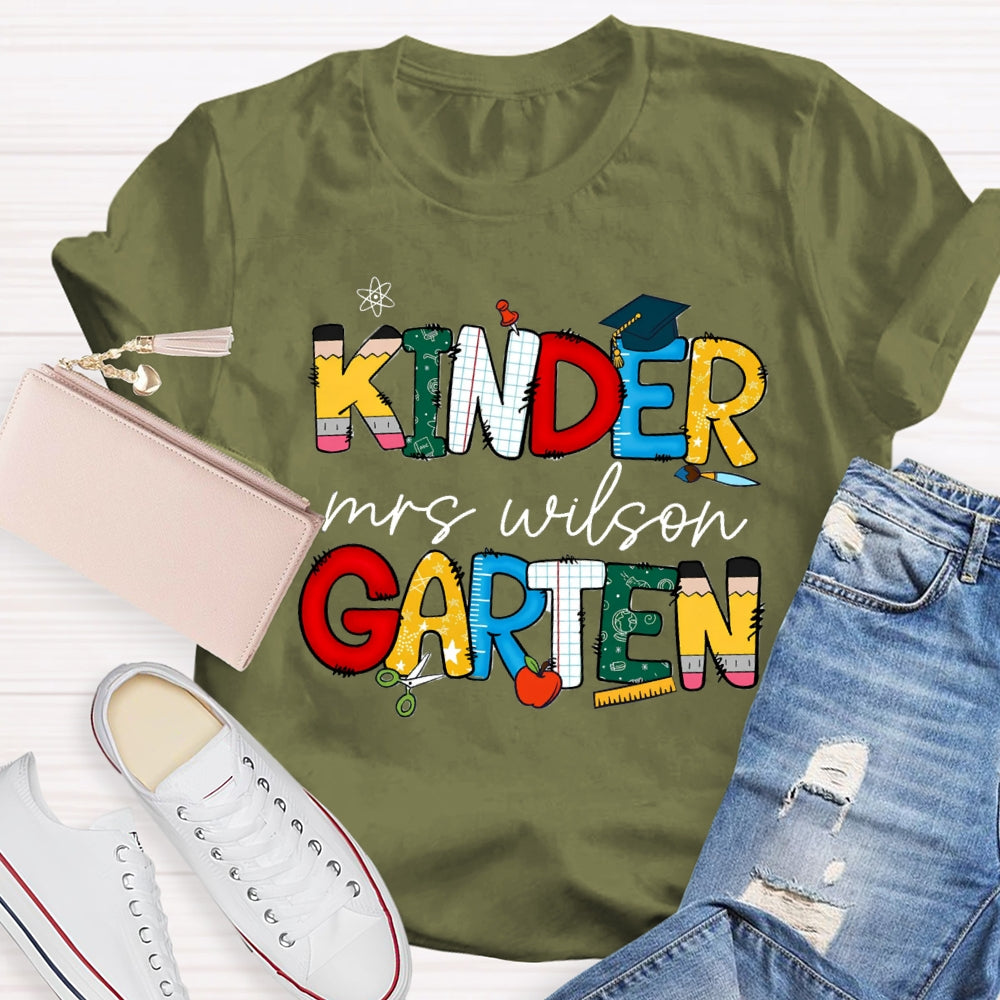 Personalized Grade And Name Colorful Letter Print T-shirt