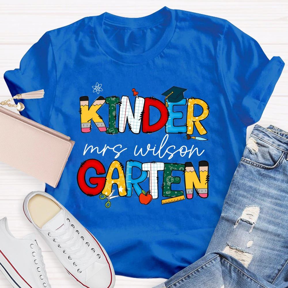 Personalized Grade And Name Colorful Letter Print T-shirt