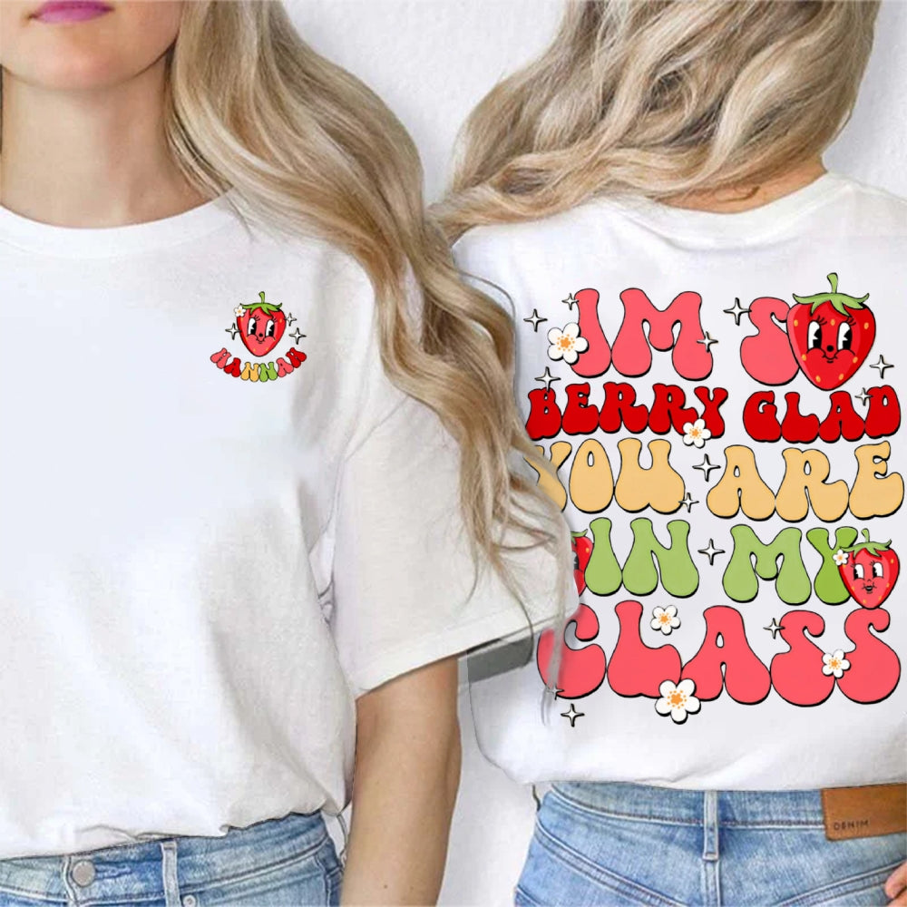 Personalized Name I'M So Beary Glad You'Re In My Class Double Printed T-shirt