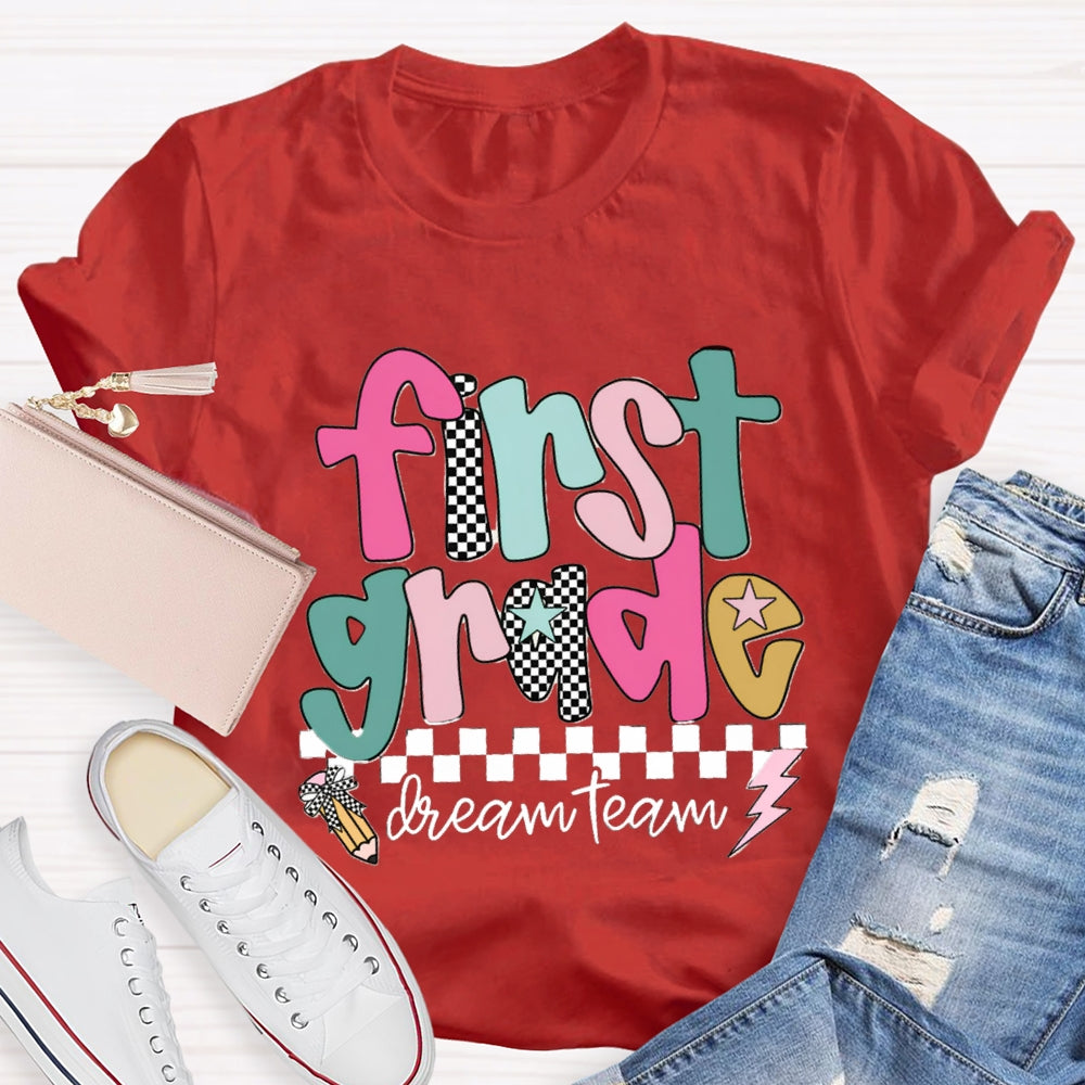 Personalized Grade Dream Team Checkerboard T-shirt