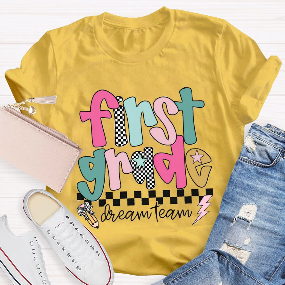Personalized Grade Dream Team Checkerboard T-shirt