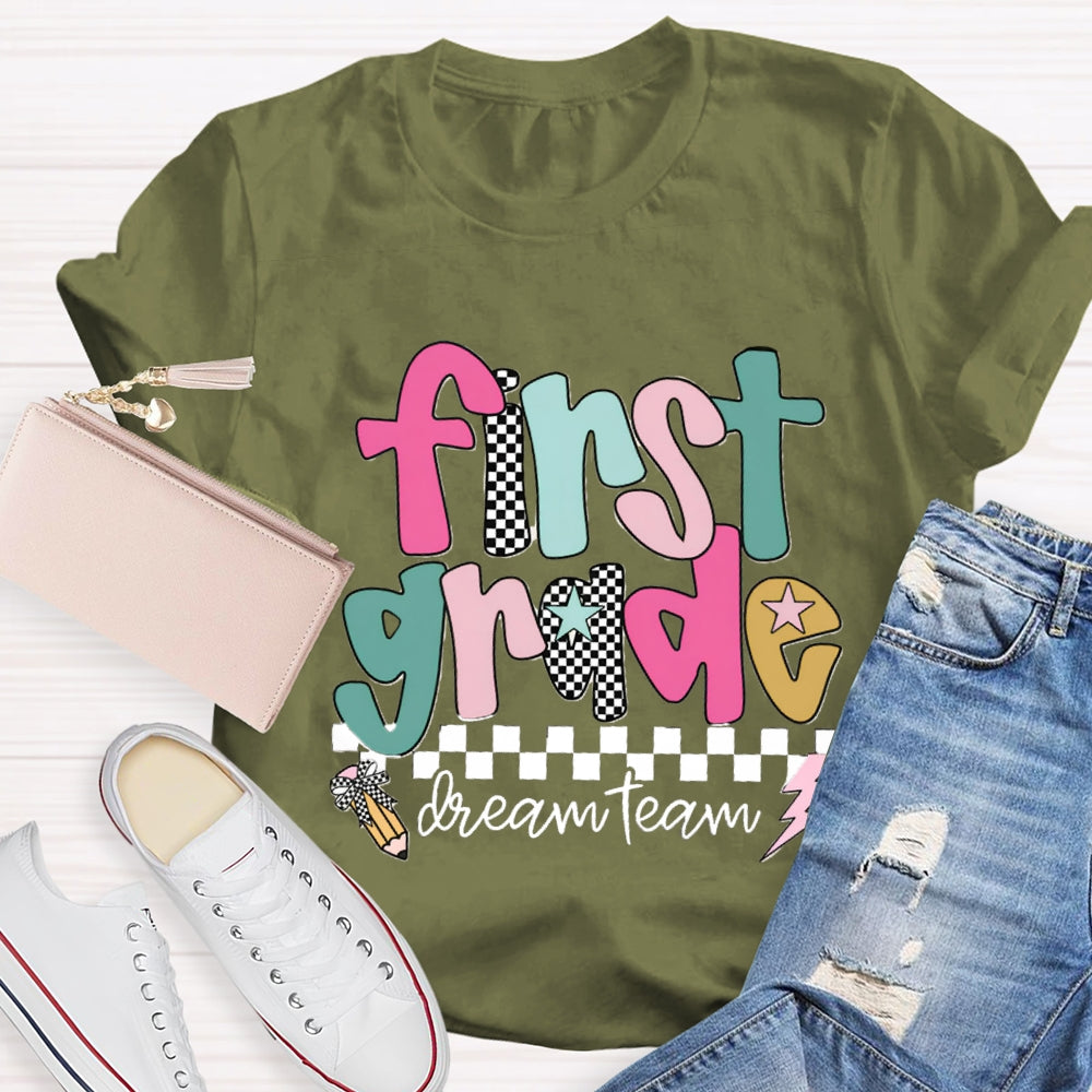 Personalized Grade Dream Team Checkerboard T-shirt