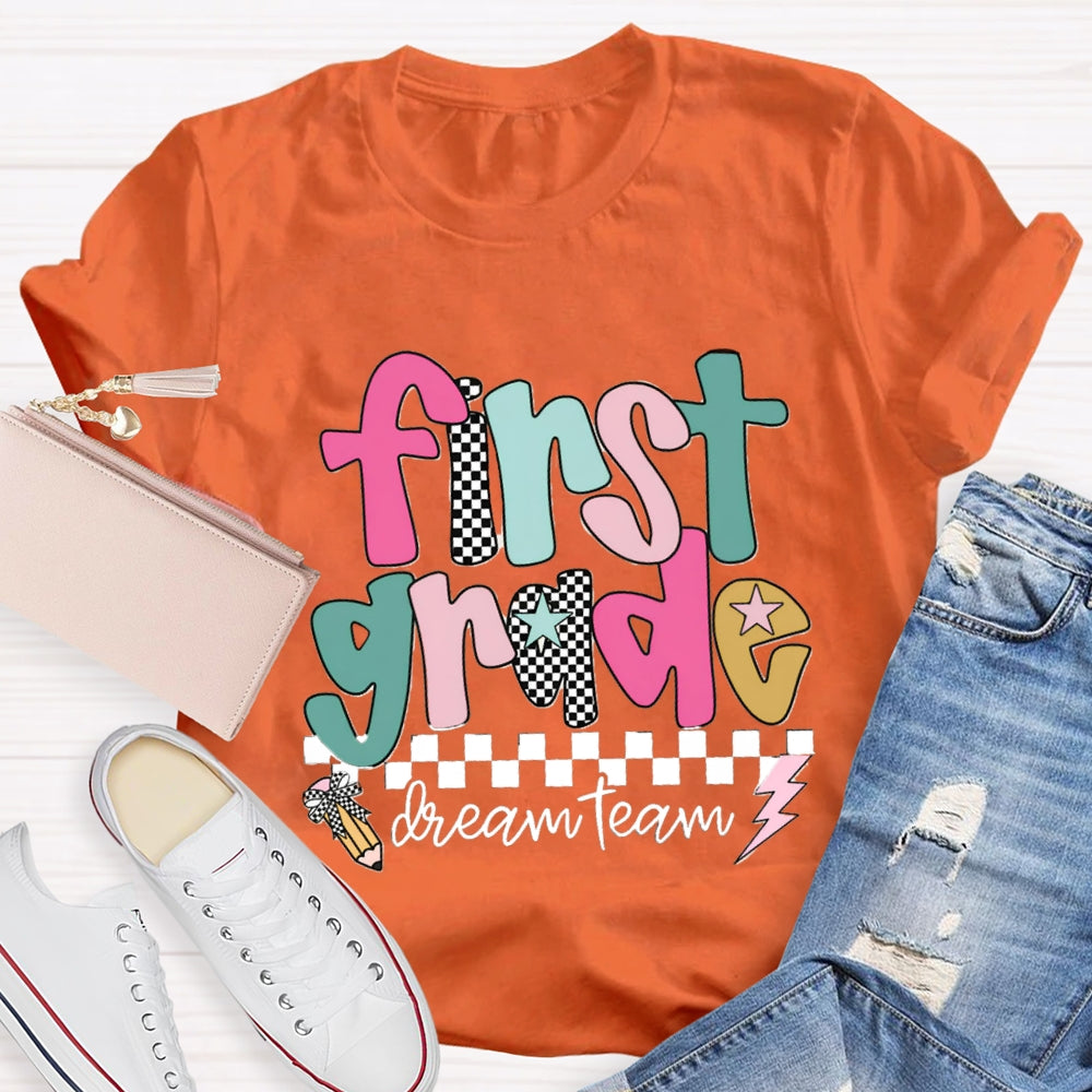 Personalized Grade Dream Team Checkerboard T-shirt