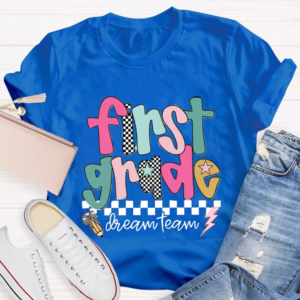 Personalized Grade Dream Team Checkerboard T-shirt