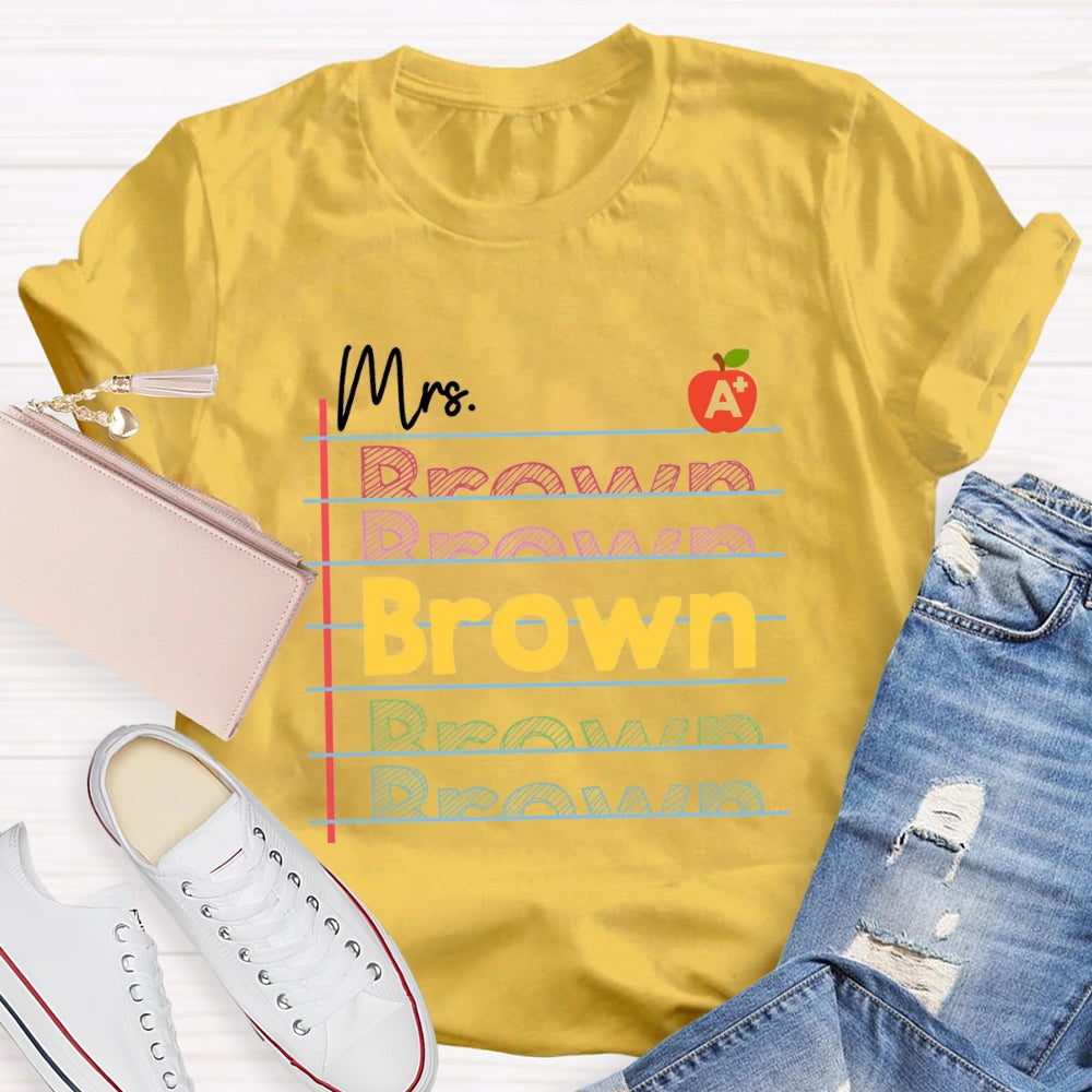 Personalized Name Red Apple Got A+ T-shirt