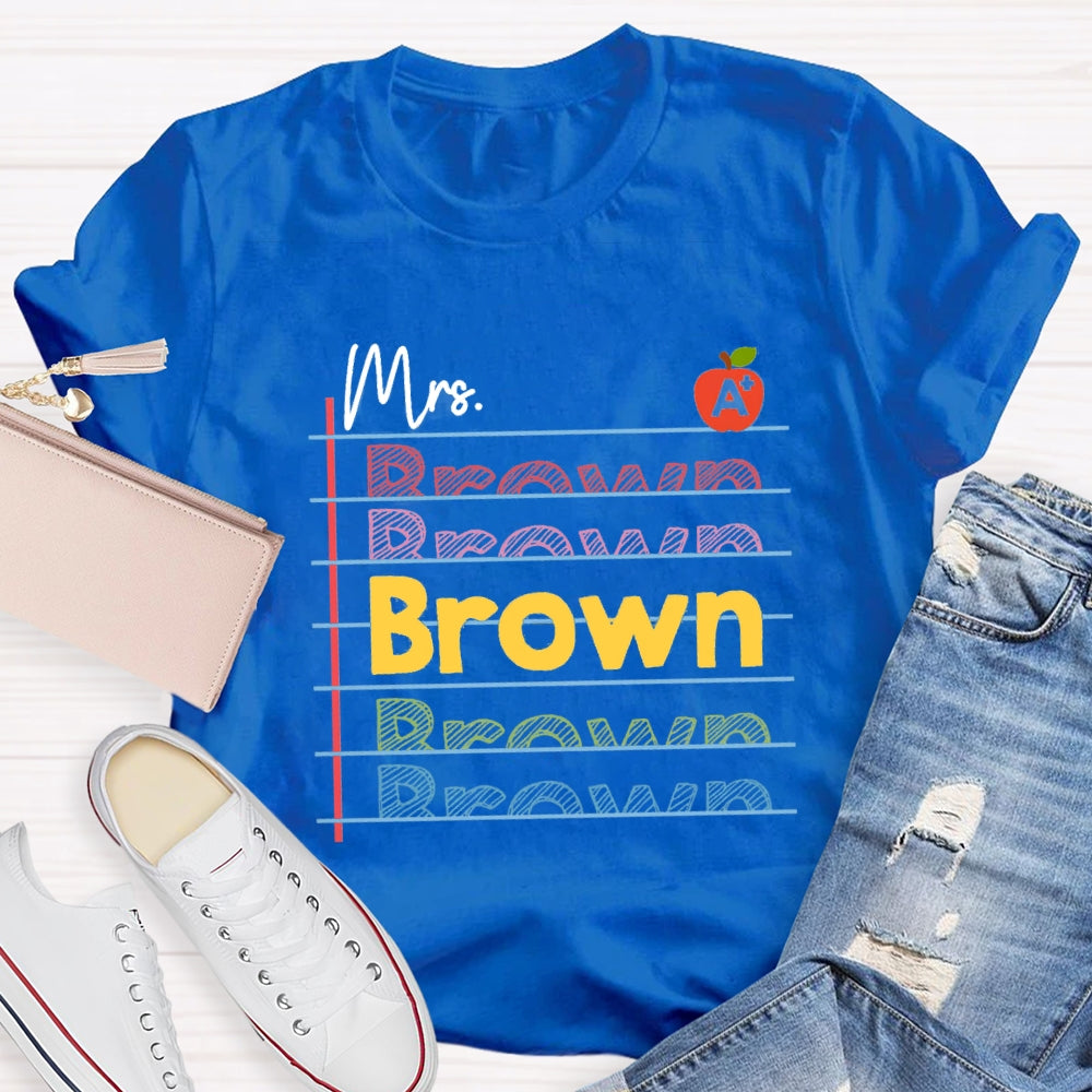 Personalized Name Red Apple Got A+ T-shirt