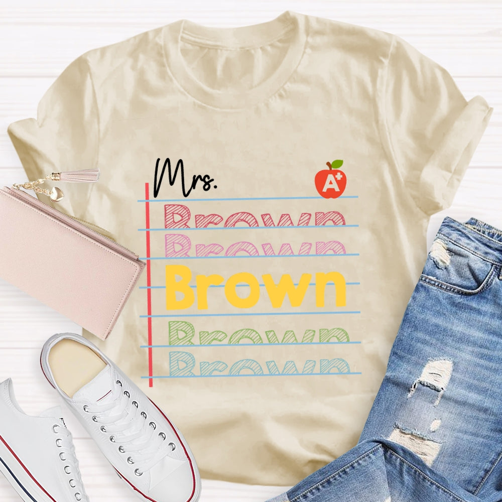 Personalized Name Red Apple Got A+ T-shirt