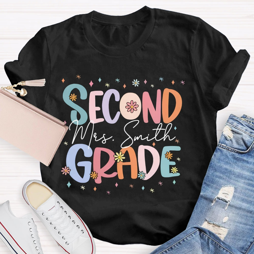 Personalized Cute Flower Collage Design Teacher T-Shirt