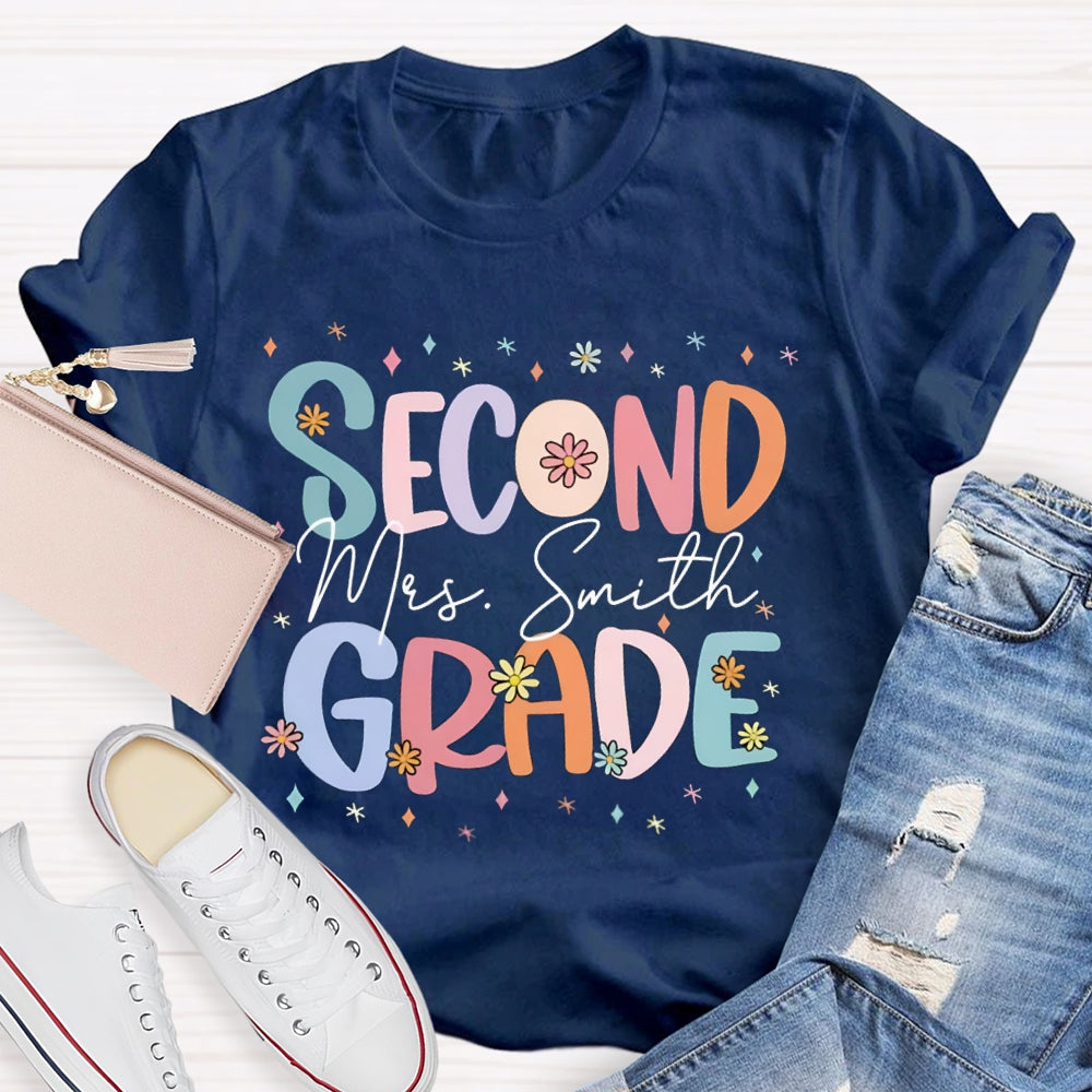 Personalized Cute Flower Collage Design Teacher T-Shirt