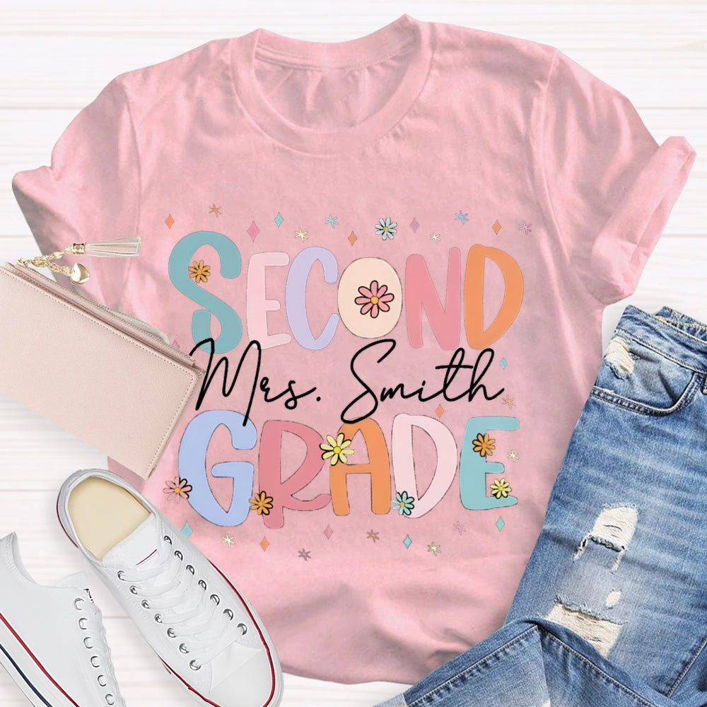 Personalized Cute Flower Collage Design Teacher T-Shirt