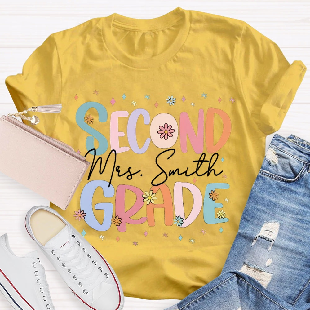 Personalized Cute Flower Collage Design Teacher T-Shirt