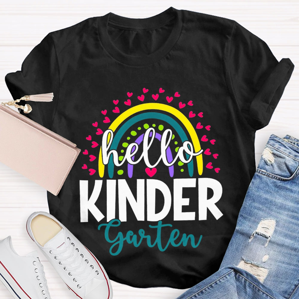 Personalized Grade Hello Kinder Garten Back To School Pink Heart T-shirt