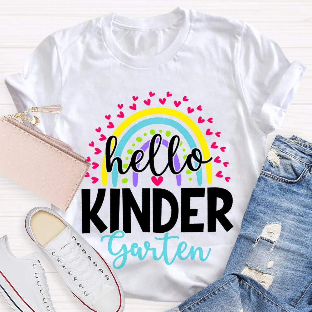 Personalized Grade Hello Kinder Garten Back To School Pink Heart T-shirt