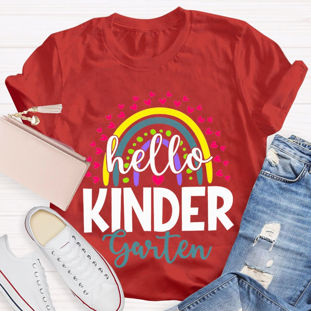 Personalized Grade Hello Kinder Garten Back To School Pink Heart T-shirt