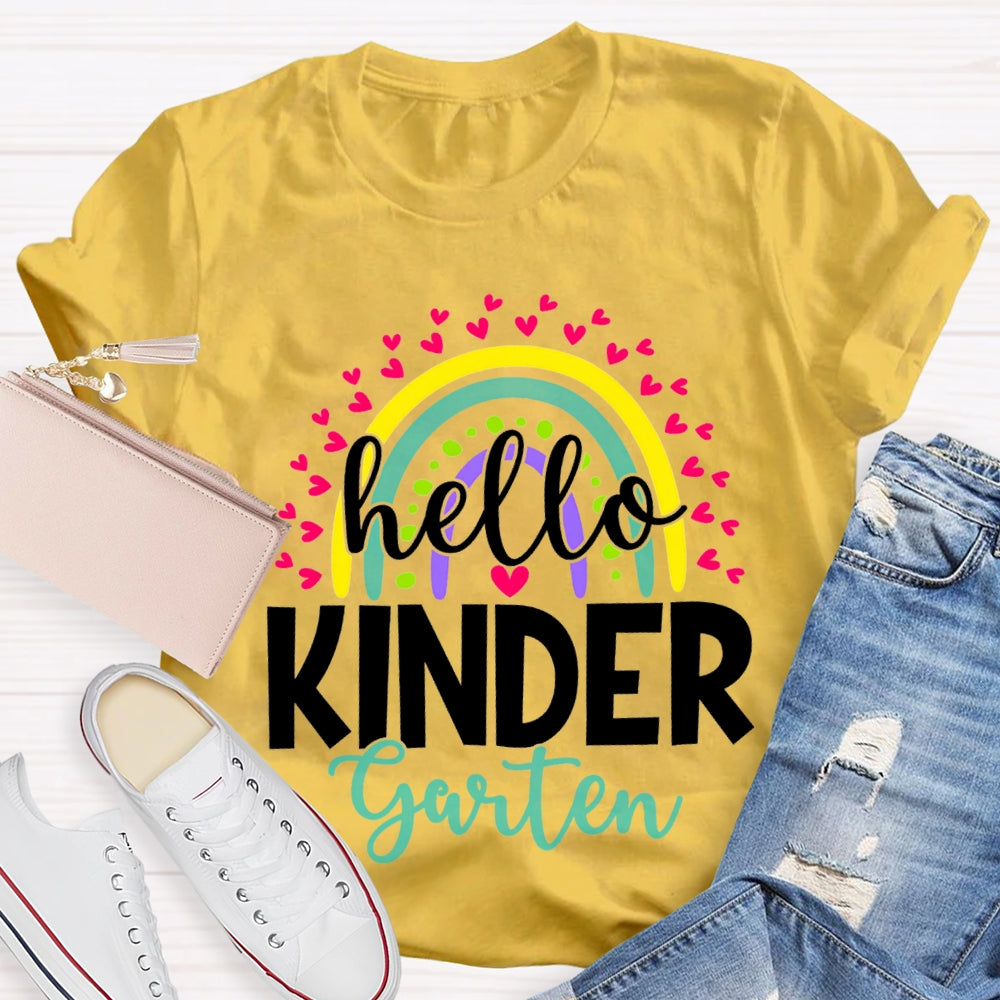 Personalized Grade Hello Kinder Garten Back To School Pink Heart T-shirt